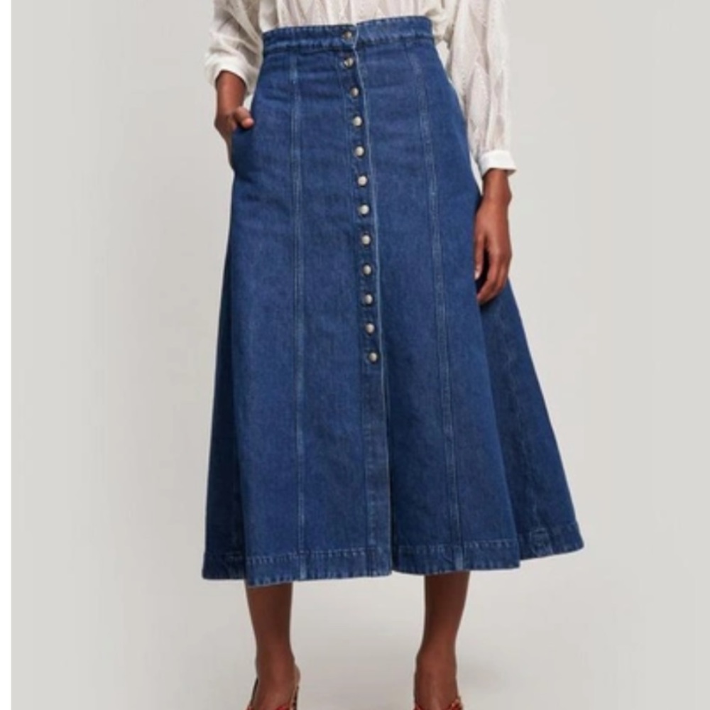Acne Studios cotton linen blend denim jean skirt‎ button front ladies size EU 40